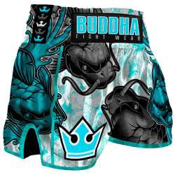 Calças kick boxing Buddha retro koi (azul)