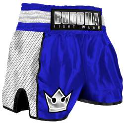 Calças kickboxing Buddha retro premium (azul/cinzeto)