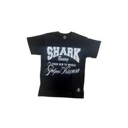 T-shirt Shark golpea primero (preto/branca)