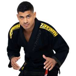 Tatami jiu jitsu kimono de recarge preto amarelo