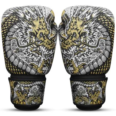 Luvas muay thai Buddha fantasy dragón (branco)