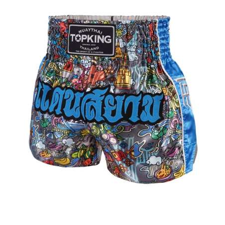 Top King Boxing muay thai calçoes 255 (azul claro)