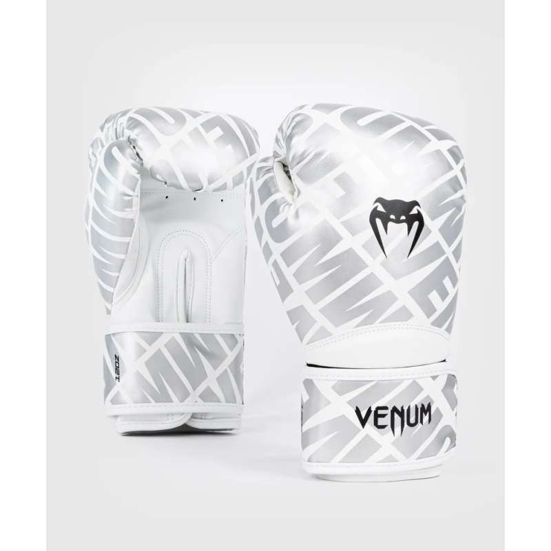 Luvas de muay thai Venum contender 1.5 branco prateado Luvas de muay thai Venum contender 1.5 branco prateado