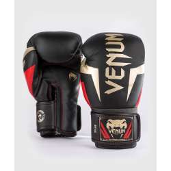 Luvas de boxe Venum elite preto vermelho dourado