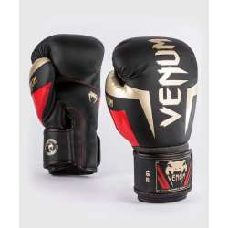Luvas de boxe Venum elite preto vermelho dourado 1