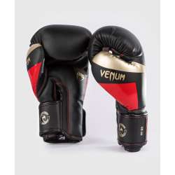 Luvas de boxe Venum elite preto vermelho dourado 2