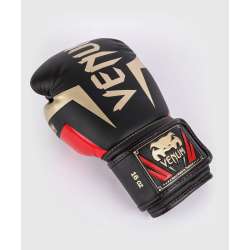 Luvas de boxe Venum elite preto vermelho dourado 3