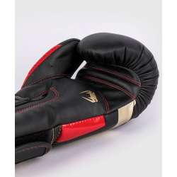 Luvas de boxe Venum elite preto vermelho dourado 5