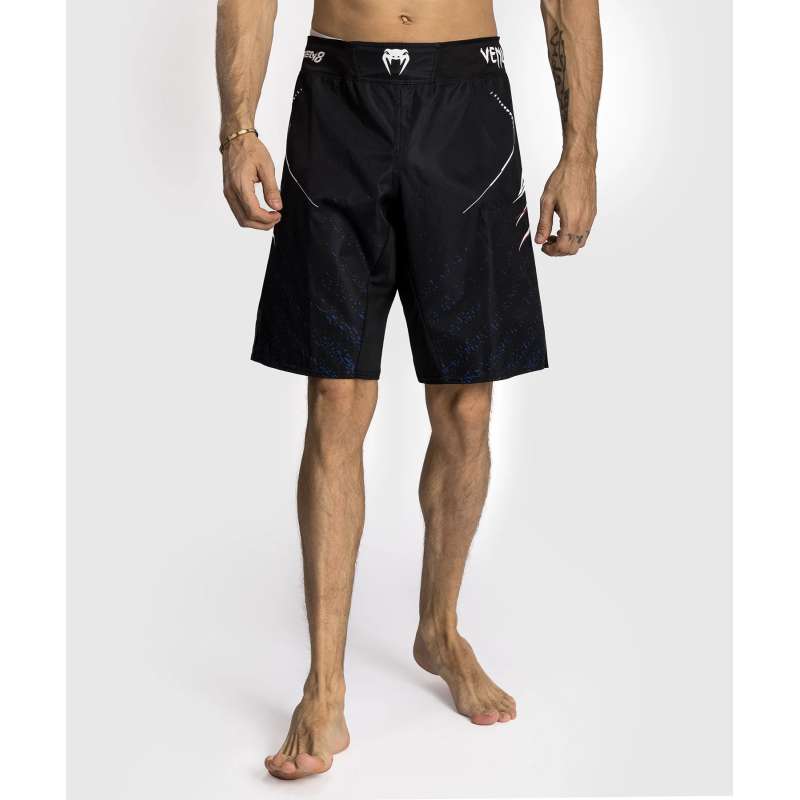Calções de luta Venum tekken 8 jin kazama azul preto branco Calções de luta Venum tekken 8 jin kazama azul preto branco