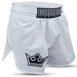 Calças de muay thai premium Buddha branco 1