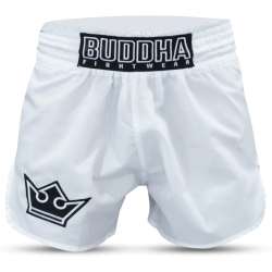 Calças de muay thai premium Buddha branco