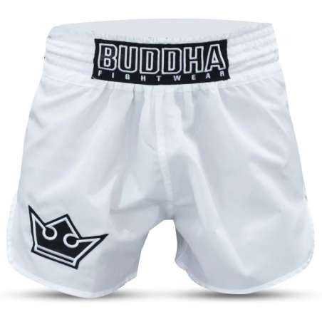 Calças de muay thai premium Buddha branco